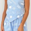 Clothing By Frankie | Abbas Scarf Top And Shorts Set - Blue / White Mermaid Sun Moon