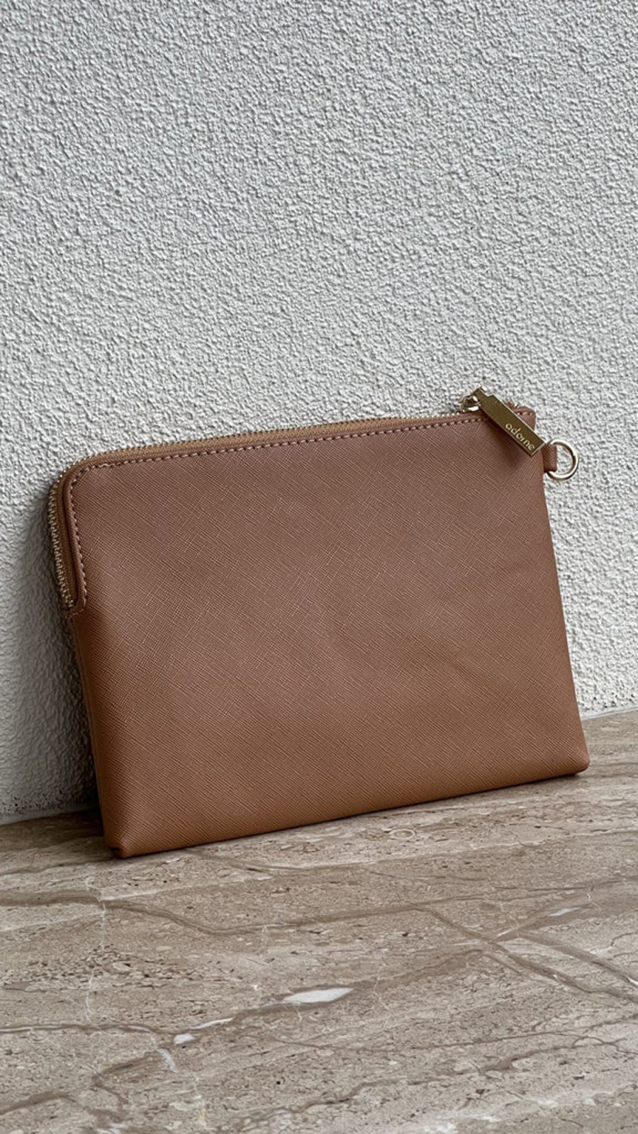 Accessories Adorne | Becca Textured Corner Zip Pouch - Dark/Camel