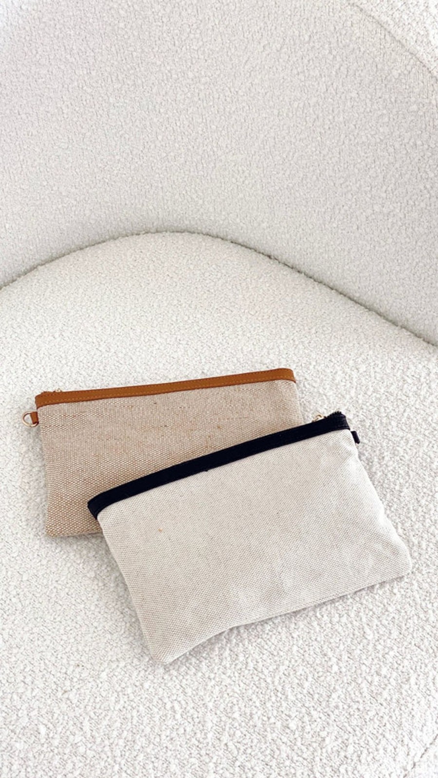 Accessories Adorne | Carissa Canvas Pouch - Black/Natural