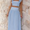 Clothing Main St | Cachet Top And Midi Skirt Sets - Light Blue