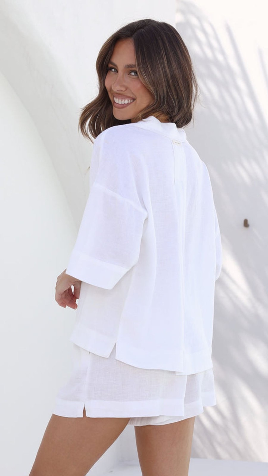 Clothing NUDE LUCY | Linen Lounge Shirt - White