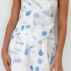 Clothing By Frankie | Abbas Scarf Top And Shorts Set - White / Blue Mermaid Sun Moon