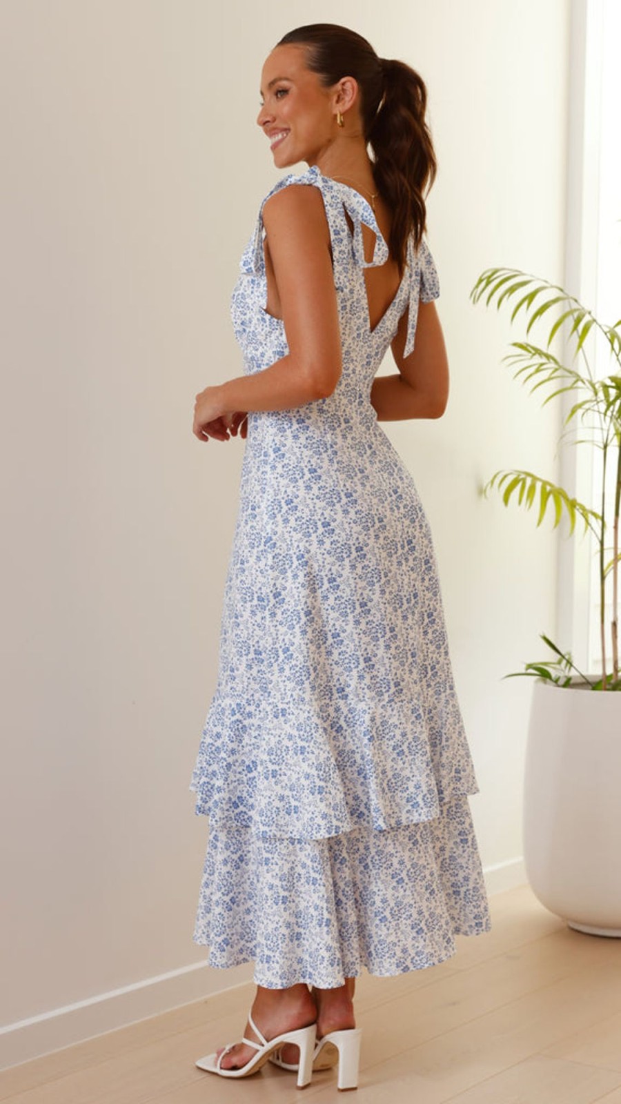 Clothing LILYWHYT | Idana Maxi Dress - Blue Floral