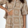 Clothing By Frankie | Charli Button Up Shirt And Shorts Set - Brown/White Print