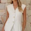 Clothing Main St | Jacoba Vest Top - Beige