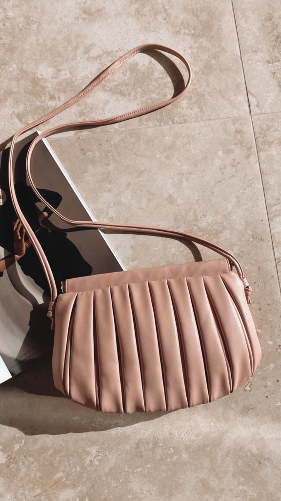 Accessories Adorne | Box Pleat Snap Top Bag - Rose Pink