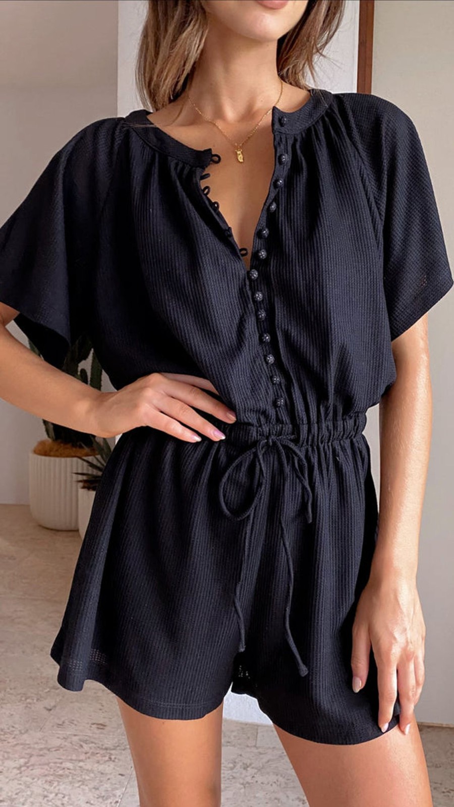 Clothing Alive Girl | Santorini Playsuit - Black