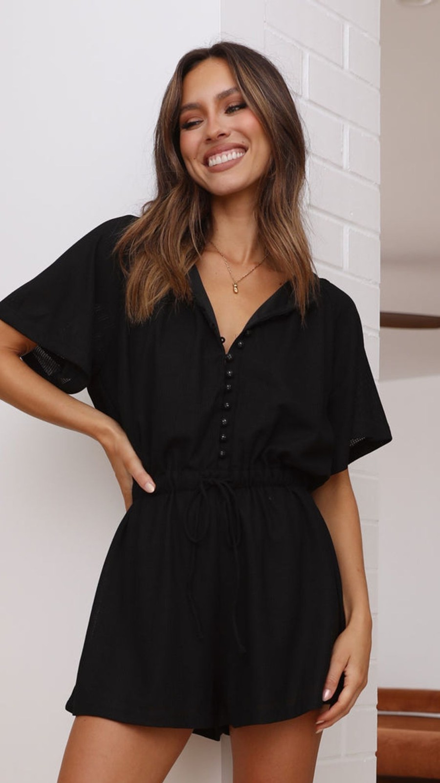 Clothing Alive Girl | Santorini Playsuit - Black