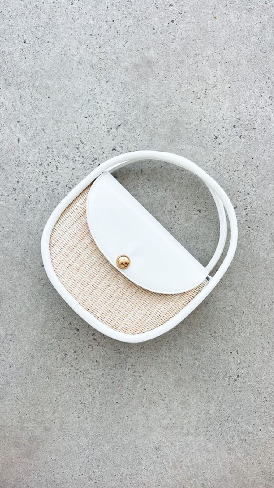 Accessories Adorne | Violetta Woven Circular Mini Bag - Cream