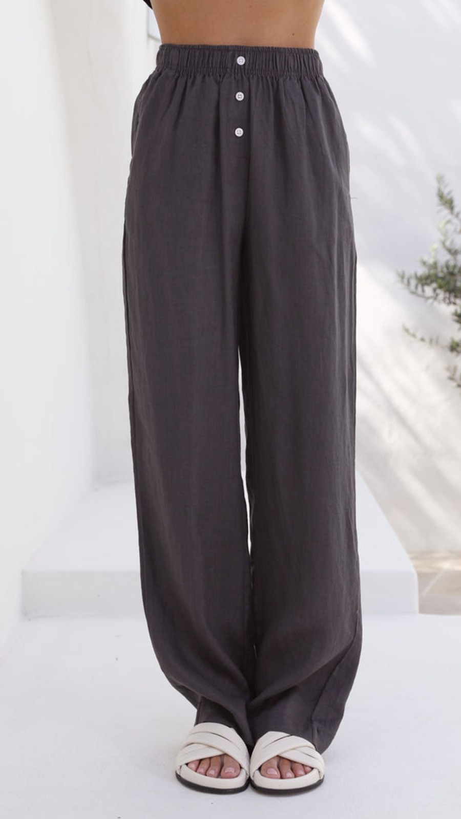 Clothing NUDE LUCY | Linen Lounge Pant - Coal