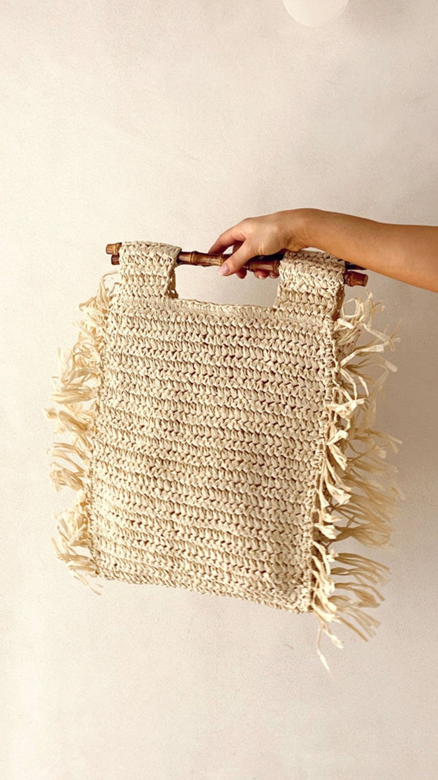 Accessories Adorne | Fringe Edge Shopper Bag - Natural