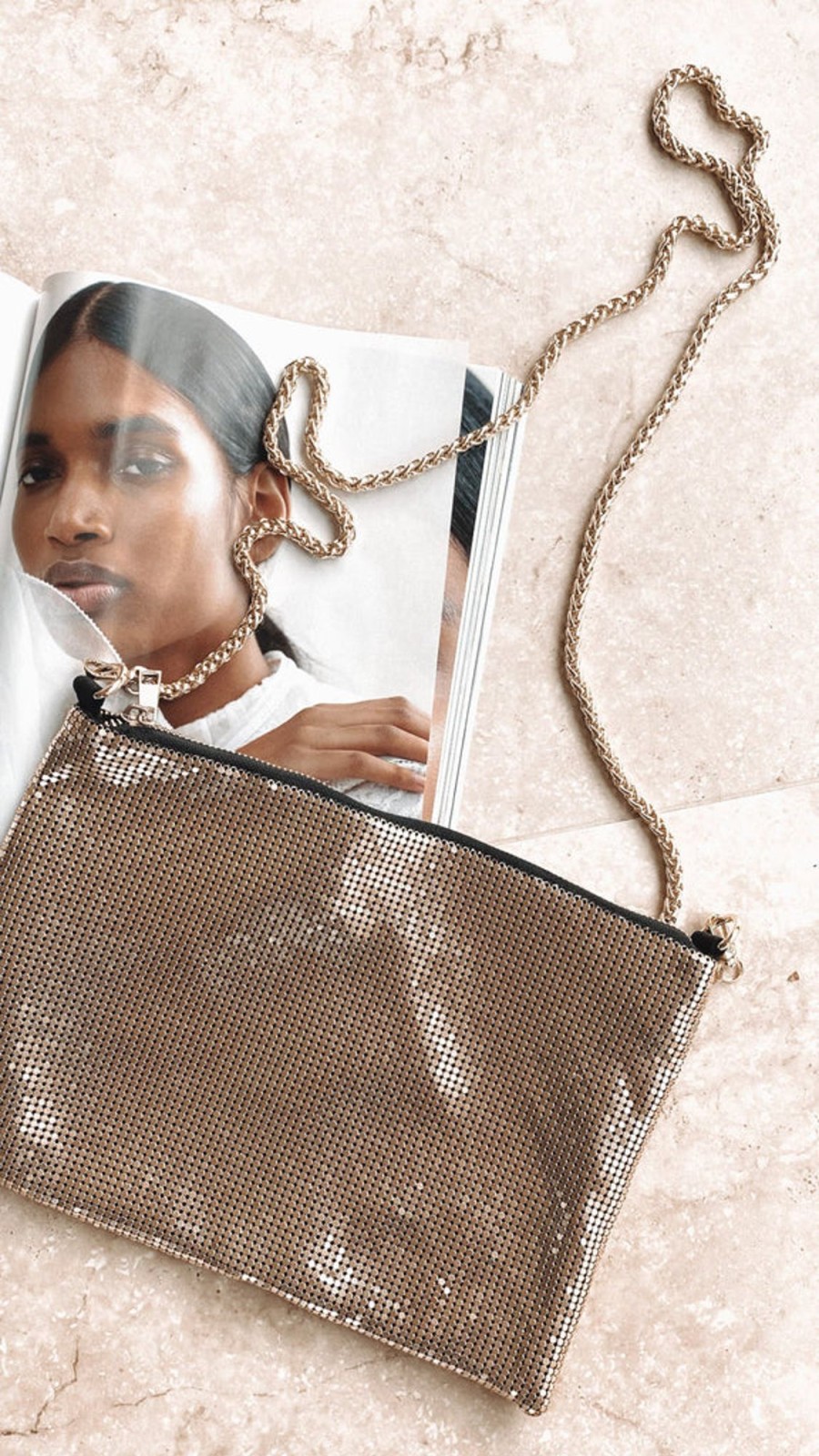 Accessories Adorne | Chain Mesh Bag - Gold