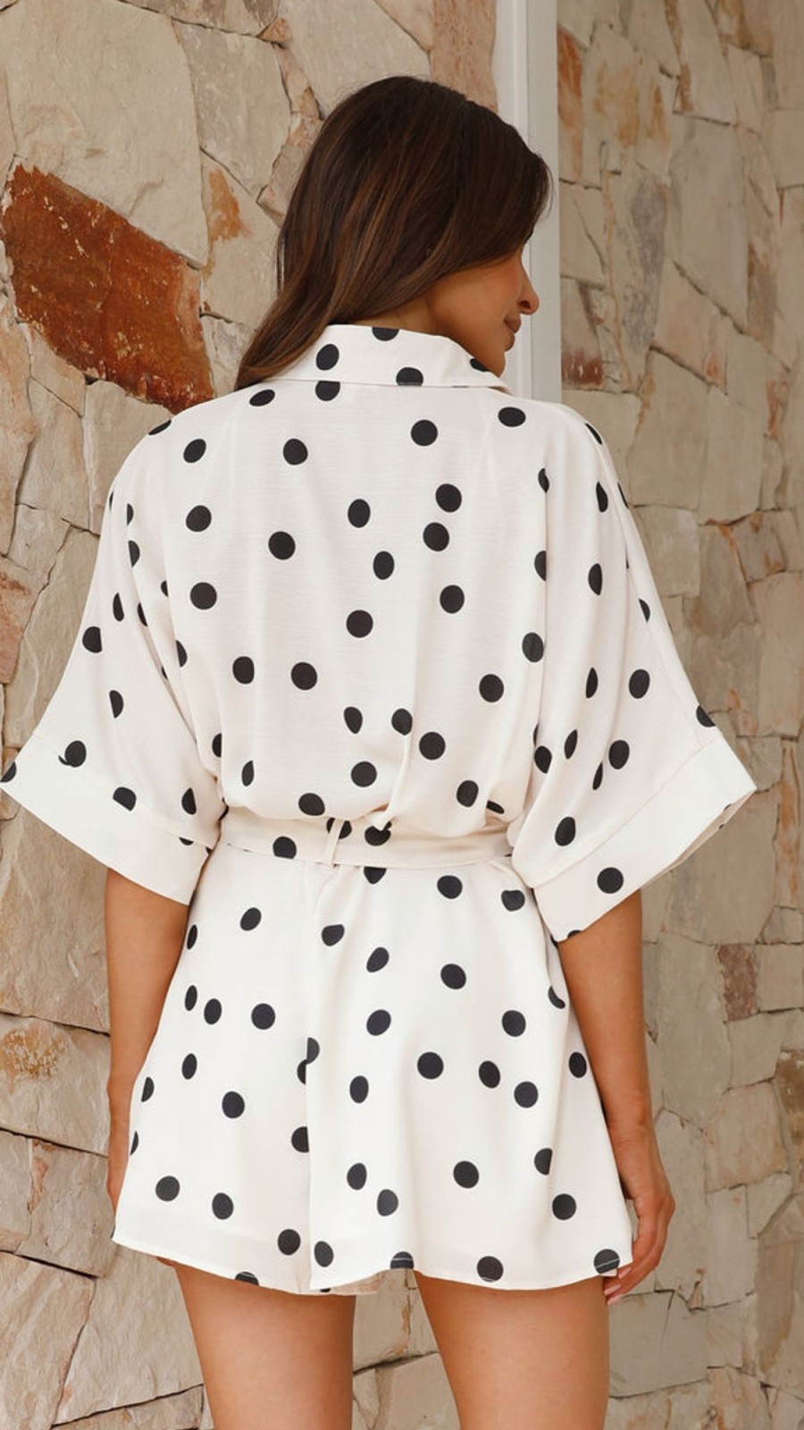 Clothing Desire | Tami Playsuit - Beige/Black Spot