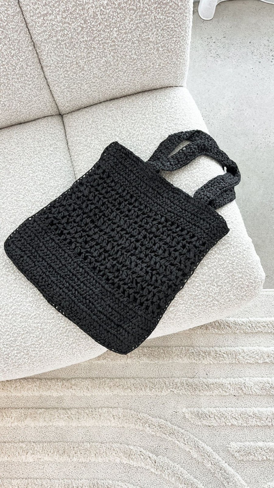 Accessories Adorne | Keely Flat Crochet Tote - Black