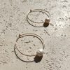 Accessories Adorne | Simple Pearl Fine Wire Hoops - Cream/Gold