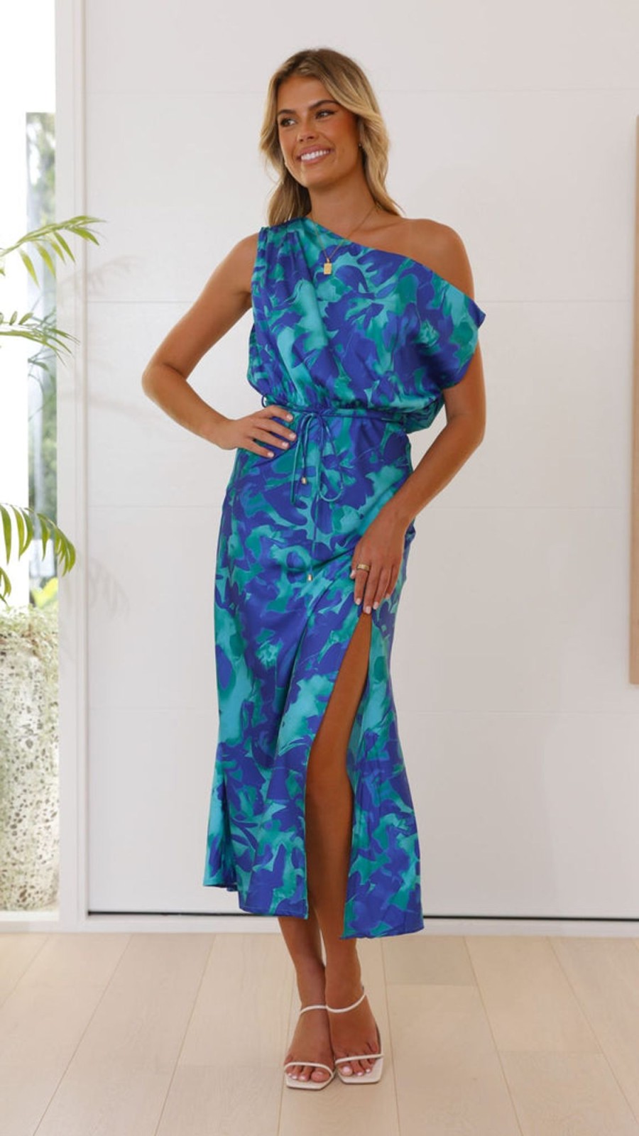 Clothing Pink Diamond | Zabby Maxi Dress - Green / Blue Print