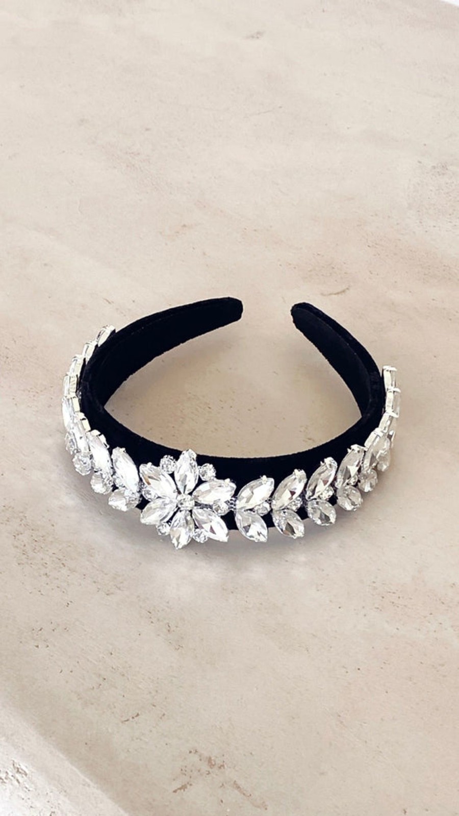 Accessories Adorne | Baroque Statement Headband - Black/Crystal