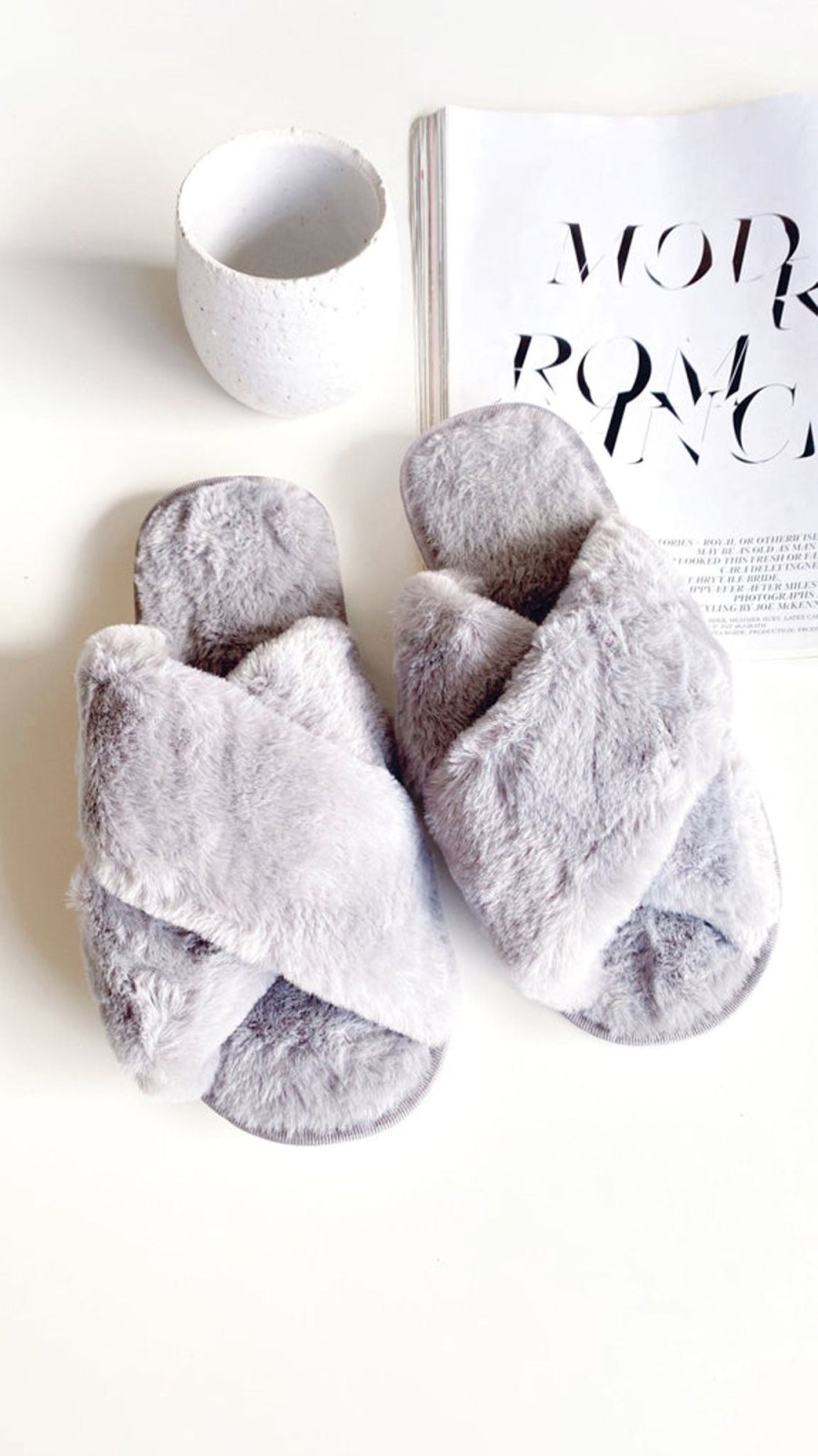 Shoes Angel Whisper | Jessica Fluffy Slippers - Grey