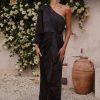 Wedding LILYWHYT | Heidi One Shoulder Maxi Dress - Black