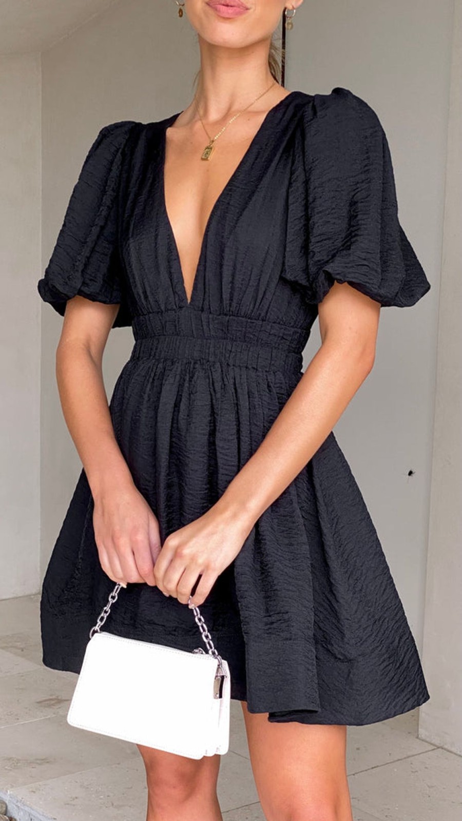 Wedding LILYWHYT | Erin Mini Dress - Black