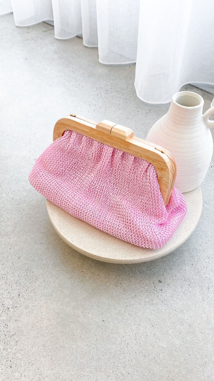 Accessories Adorne | Olivia Timber Framed Clutch - Pink