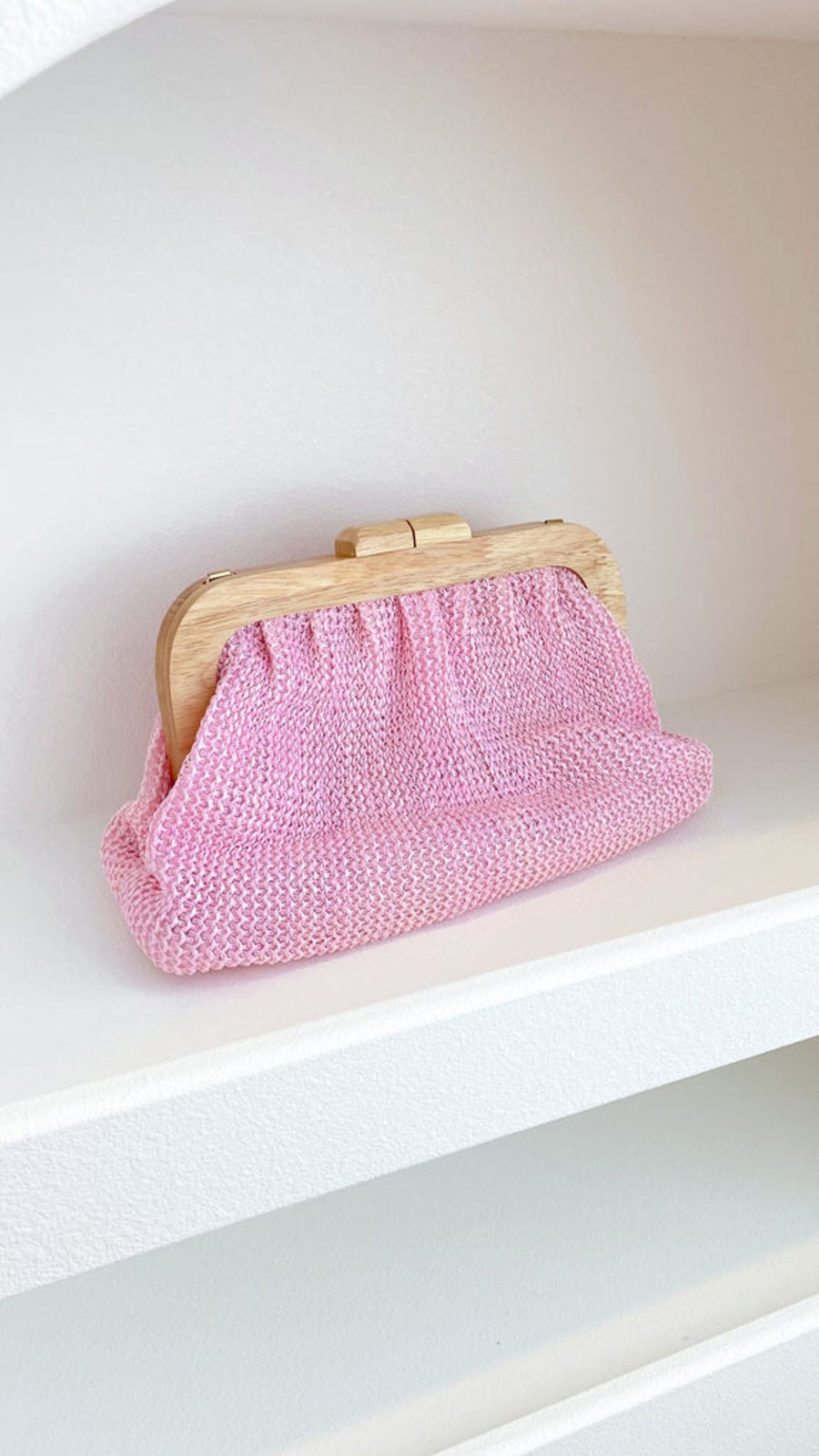 Accessories Adorne | Olivia Timber Framed Clutch - Pink