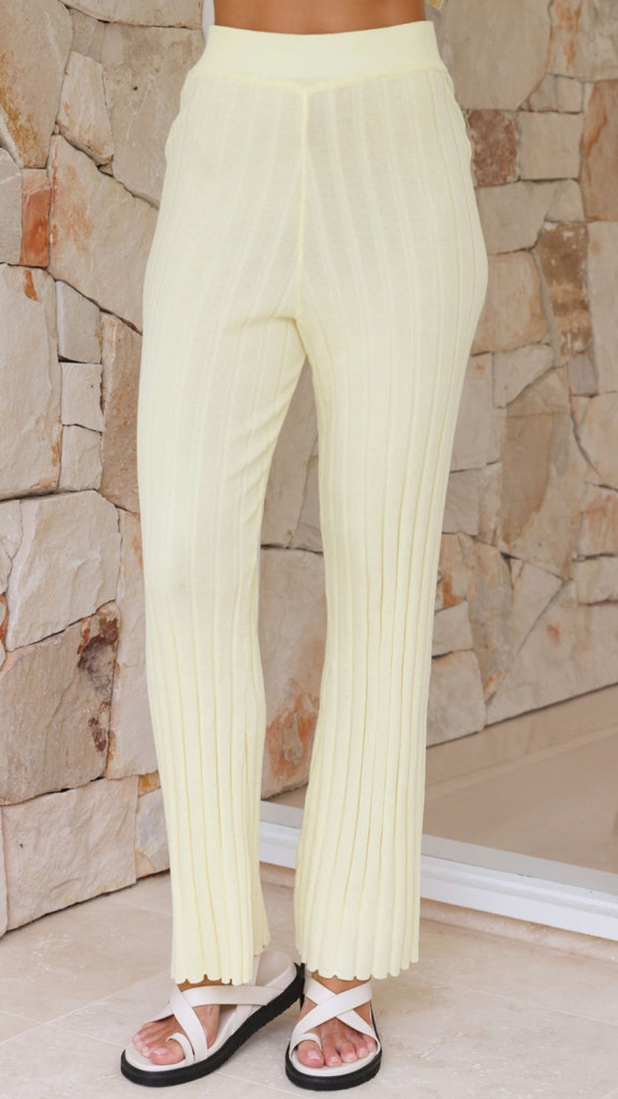 Clothing FASHION ALLIED | Megan Knit Pants - Lemon