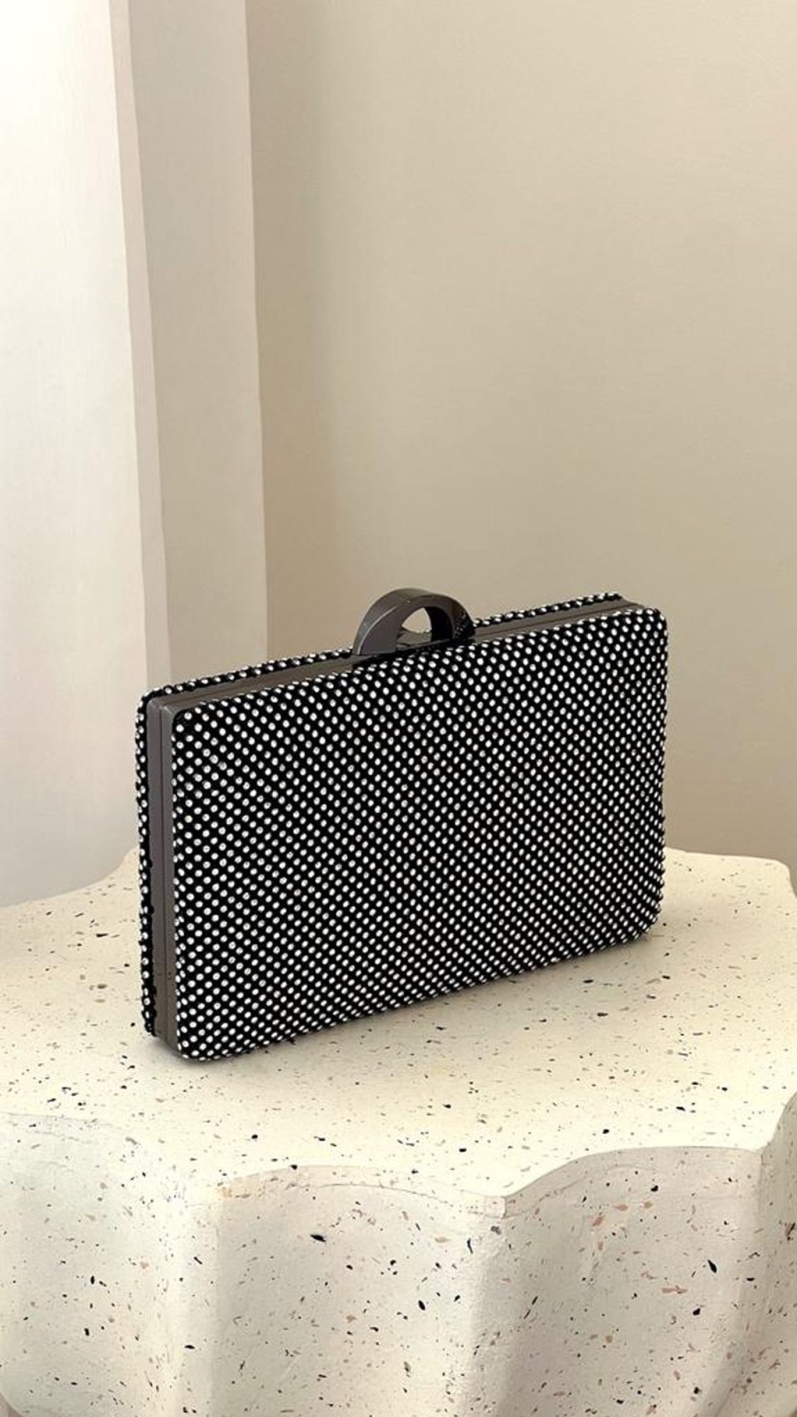 Accessories Adorne | Mariah Diamante Structured Clutch - Black