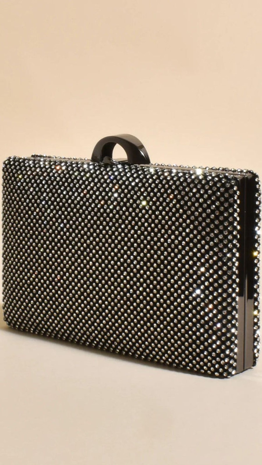 Accessories Adorne | Mariah Diamante Structured Clutch - Black