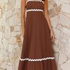 Clothing Main St | Brodey Midi Dress - Chocolate/White