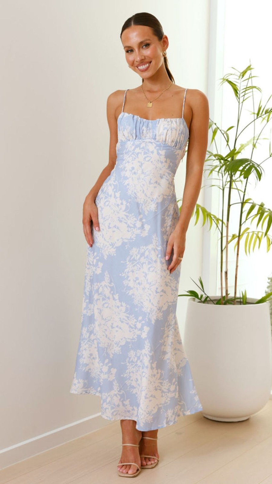 Clothing SASHA (BNE) | Margie Midi Dress - Blue / White Floral