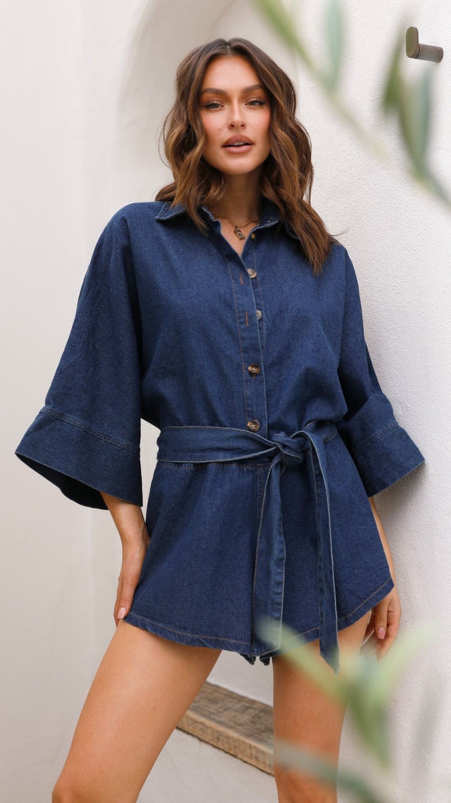 Clothing LILYWHYT | Sophia Playsuit - Dark Denim