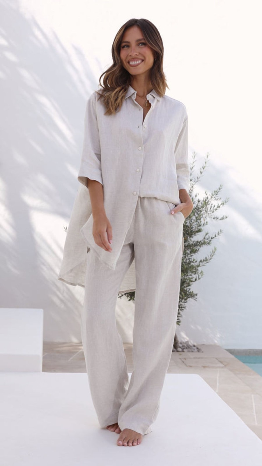 Clothing NUDE LUCY | Linen Lounge Pant - Natural