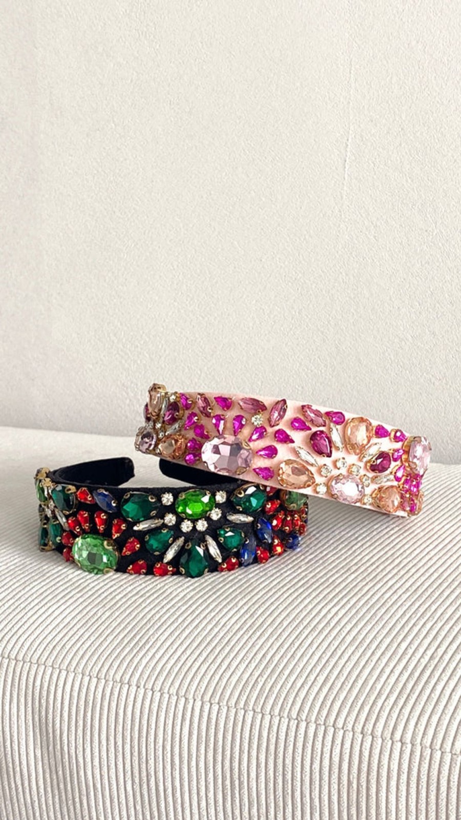 Accessories Adorne | Flower Garden Jewelled Headband - Green/Multi