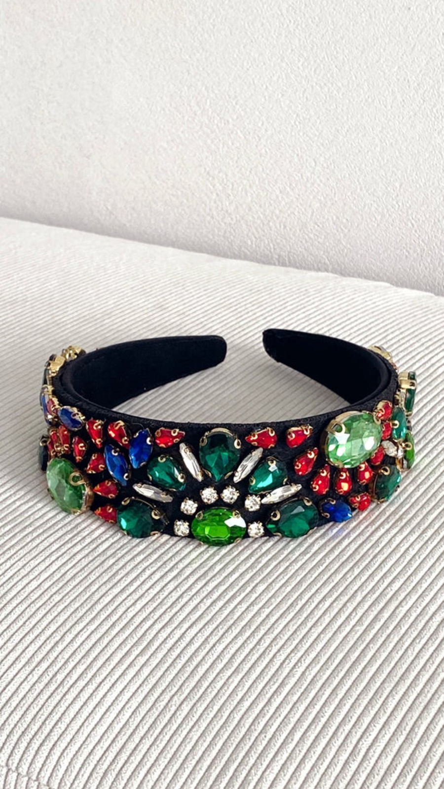 Accessories Adorne | Flower Garden Jewelled Headband - Green/Multi